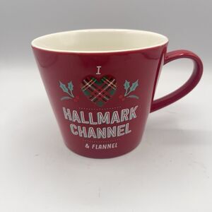 Hallmark I Love Hallmark Channel & Flannel Red Ceramic Christmas Mug Cup 20 Oz